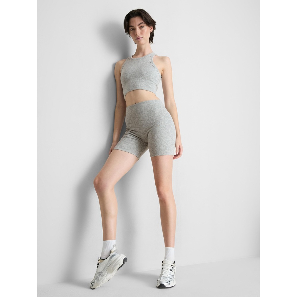 Nasty Gal Heather Gray Ribbed Knit Lounge Shorts Womens Size 2 Elastic Waist